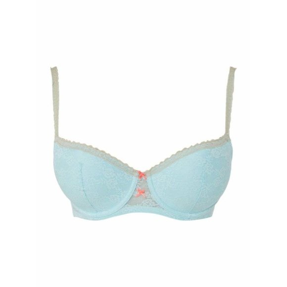 HEIDI KLUM Mon Coeur Lace Balconette Underwire Bra Blue 32C NEW - Picture 4 of 8